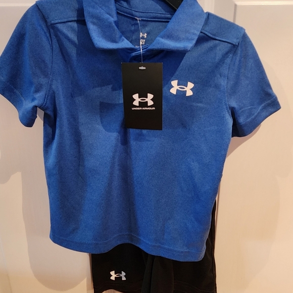 Under Armour performance collared shirt set. blue and black 2 T - Picture 4 of 4